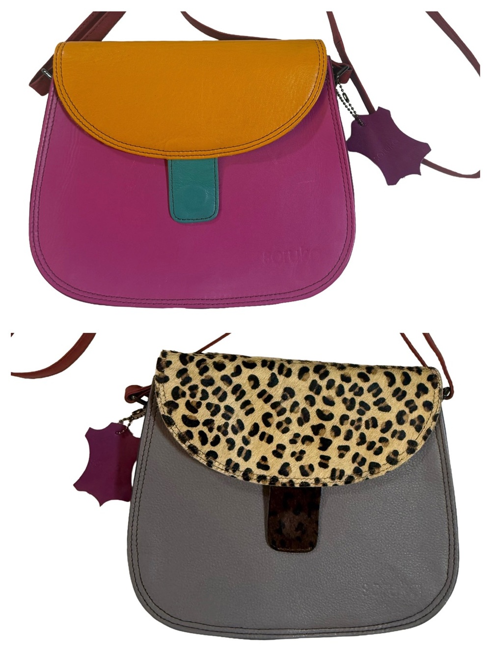 Soruka Reversible Crossbody Bag
Handcrafted Upcycled Leopard Colorblock
NWOT